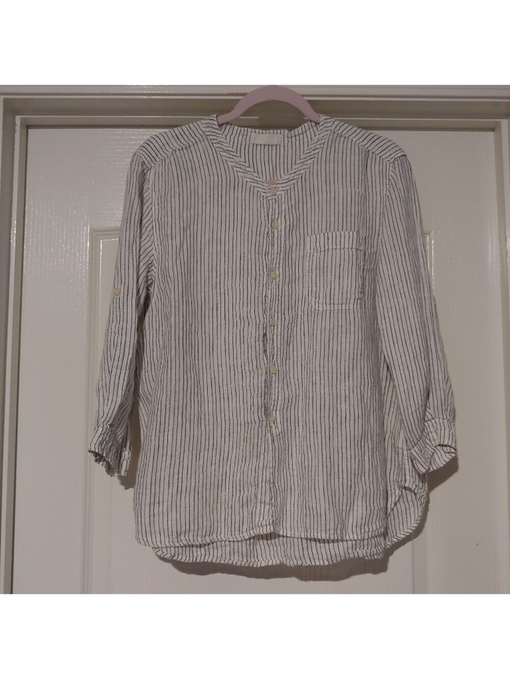 CP Shades Linen Button Down Shirt Oversized Lagenlook Coastal Quiet Luxury M
